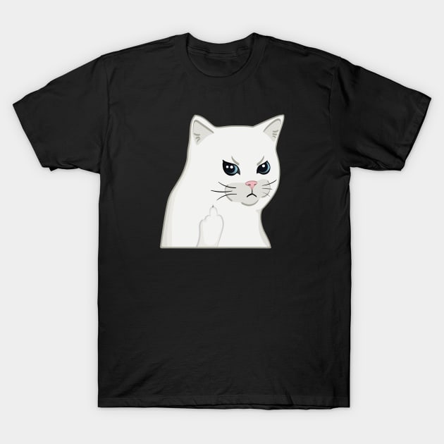 Moody Cat Middle Finger T-Shirt by Dianalyn